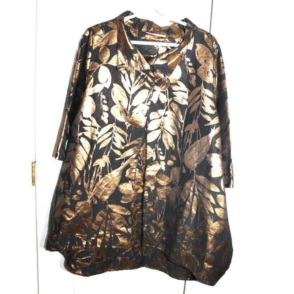 Bryn Walker Yael Folie D'Oro Black & Gold Floral Jacquard Jacket sz M - Picture 2 of 5